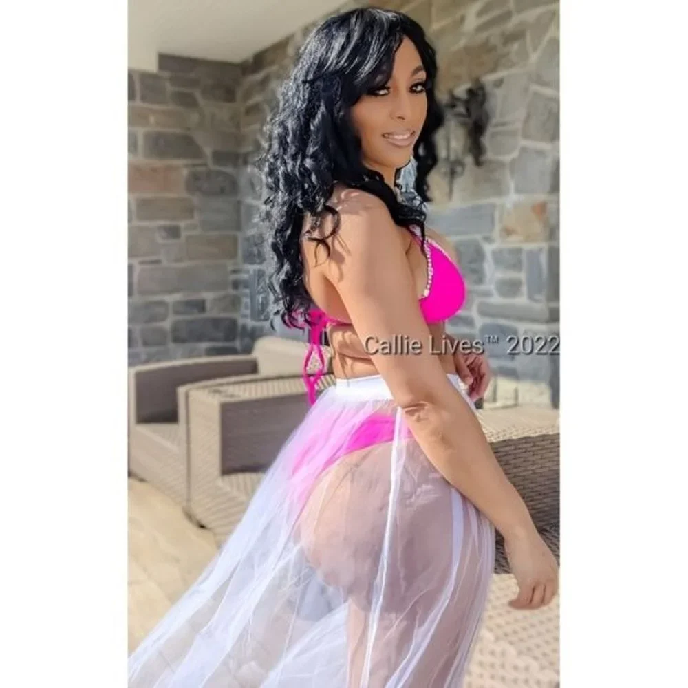 Callie White Mesh: Tulle Swim Sheer CoverUp Maxi Skirt One Size - Picture 6 of 9